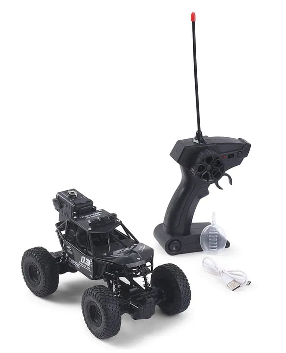 RC Rock Crawler Monster Truck with Smoke Spray Function and Type-C Charging Fog Rock Crawler -Black
