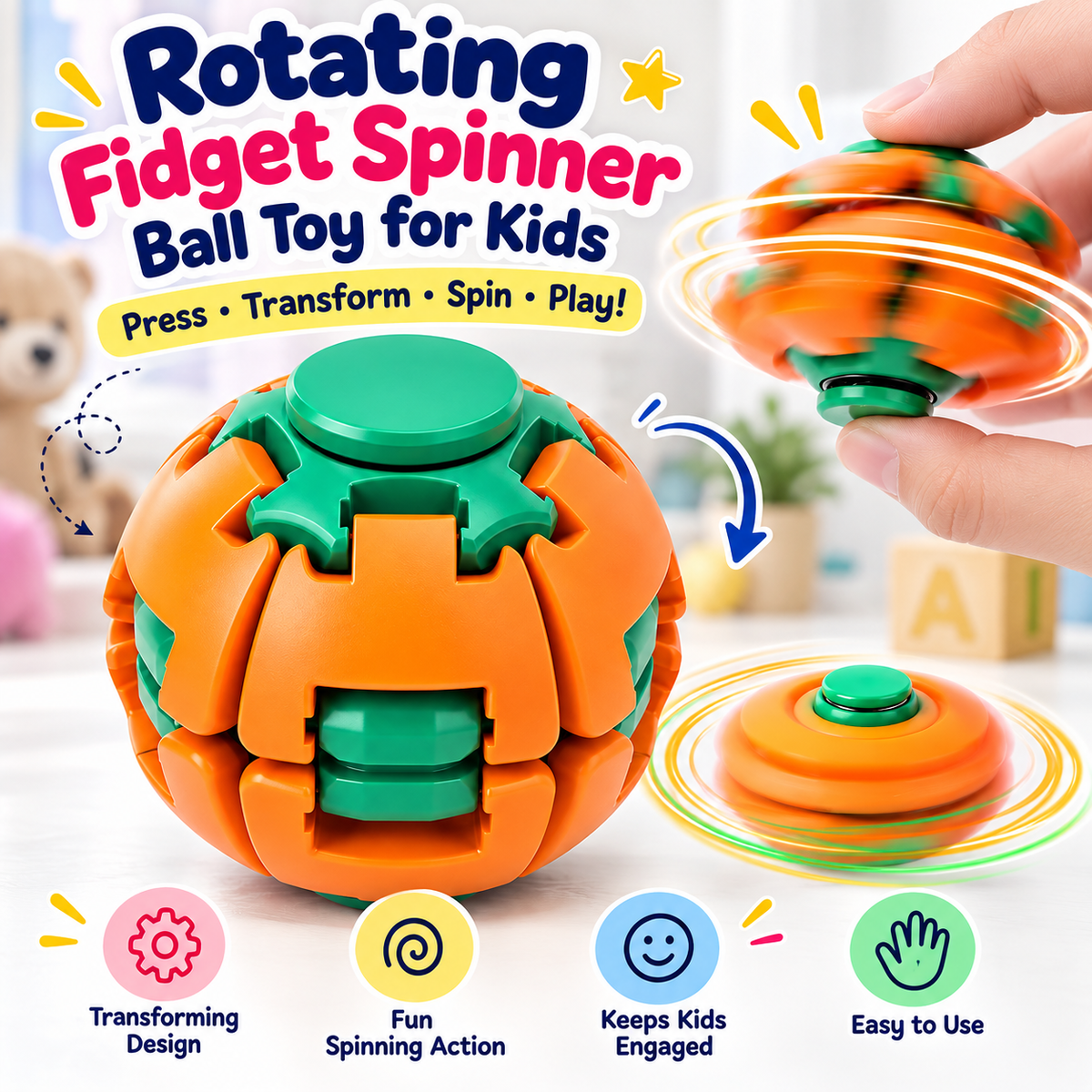 Rotating Fidget Spinner Ball Toy for Kids