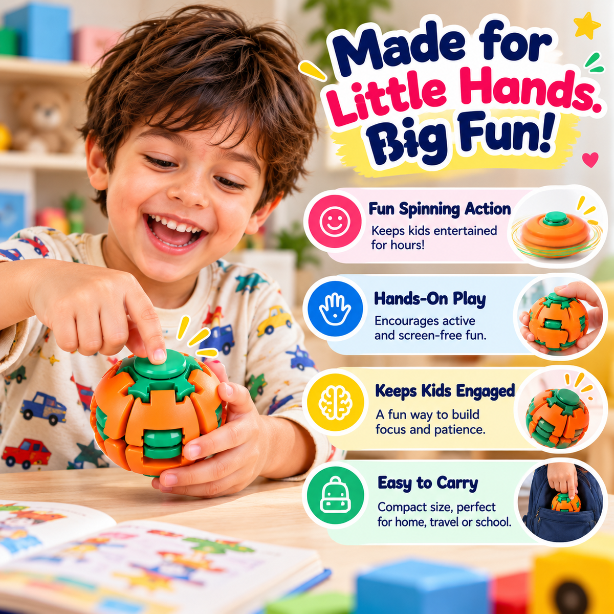 Rotating Fidget Spinner Ball Toy for Kids